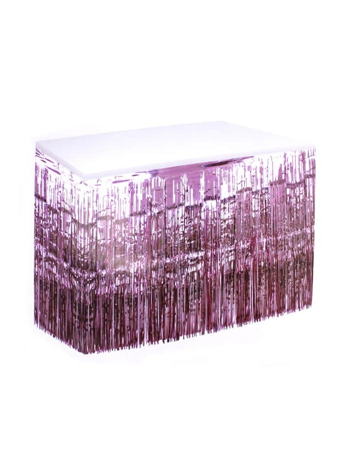 PARTY FUN Metallic Table Skirt  76cmX4.27mt. Pink Clr - Image 1