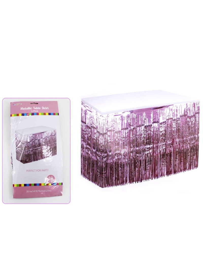 PARTY FUN Metallic Table Skirt  76cmX4.27mt. Pink Clr - Image 3