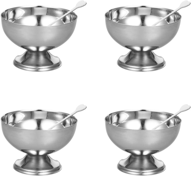 DEARMAMY 4 Pcs Stainless Steel Dessert Cup Dessert Cups Dessert Bowls Steel Desserts Gold Footed Metal Dessert Glasses Sauce Cups Pasta Salad Ice Cream Dish Mug Ceramics - Image 1