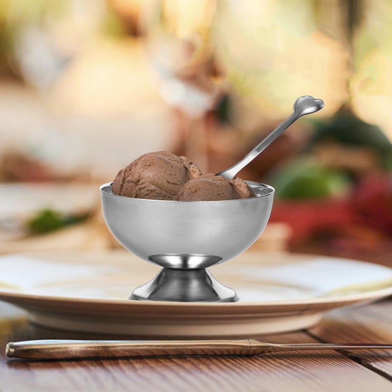 DEARMAMY 4 Pcs Stainless Steel Dessert Cup Dessert Cups Dessert Bowls Steel Desserts Gold Footed Metal Dessert Glasses Sauce Cups Pasta Salad Ice Cream Dish Mug Ceramics - Image 3