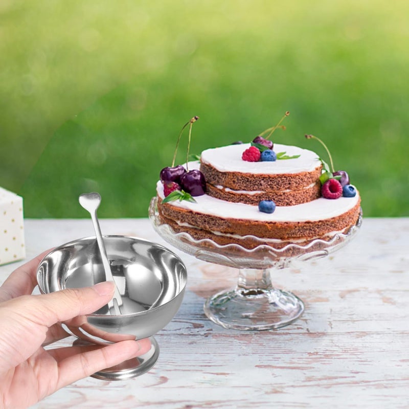 DEARMAMY 4 Pcs Stainless Steel Dessert Cup Dessert Cups Dessert Bowls Steel Desserts Gold Footed Metal Dessert Glasses Sauce Cups Pasta Salad Ice Cream Dish Mug Ceramics - Image 4