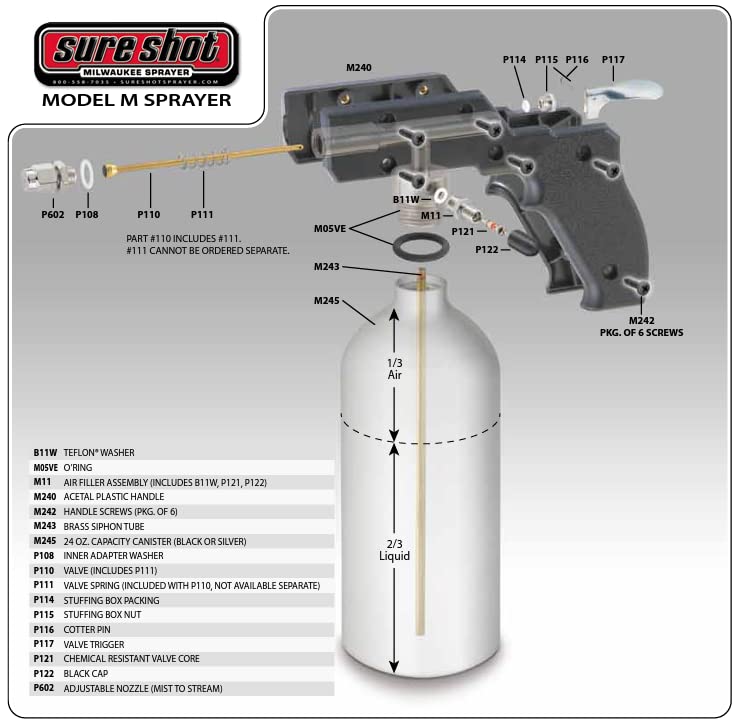 SURE SHOT M2400 - Industrial Grade Silver Anodized Aluminum Sprayer with Adjustable Nozzle - Lightweight and Portable Compressed Air Sprayer for Multiple Liquid Applications - Made in USA Since 1932 - Image 4