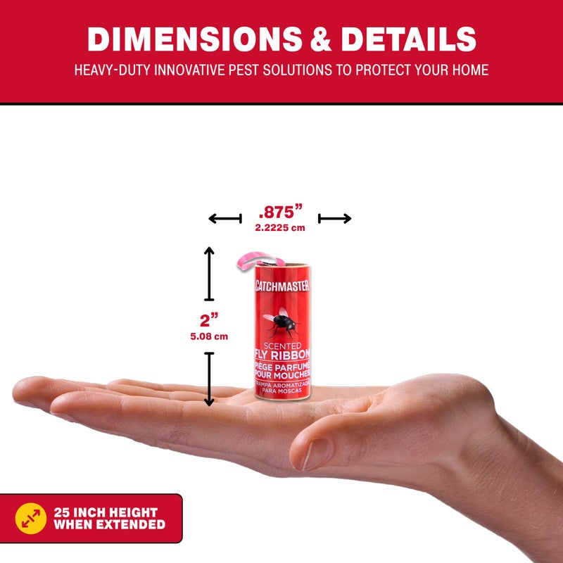 Catchmaster Fly Ribbon 96-Pack, Bug & Fruit Fly Traps Outdoor and Indoor, Premium Adhesive Sticky Fly Strips & Gnat Hanging Strips, Bulk Flying Insect Paper Rolls, Pesticide-Free Home Pest Control - Image 4