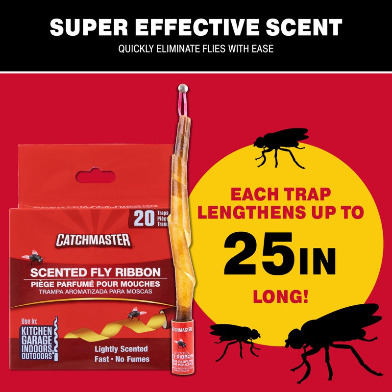 Catchmaster Fly Ribbon 96-Pack, Bug & Fruit Fly Traps Outdoor and Indoor, Premium Adhesive Sticky Fly Strips & Gnat Hanging Strips, Bulk Flying Insect Paper Rolls, Pesticide-Free Home Pest Control - Image 2