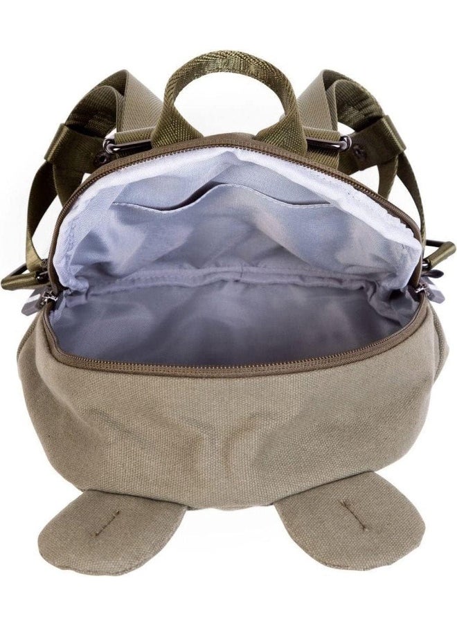 CHILDHOME Baby Backpack, School, Kindergarten, Nursery, Two Compartments, Lunchbag/Bottle Capacity, Removable Safety Buckle, Waterproof, My First Bag, Canvas Kaki  - Image 4