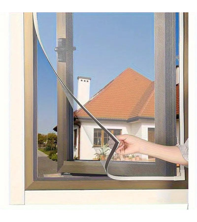 DIY Magnetic Window Screen White Frame 31 50 X 35 43 Inch No Drill Easy Install Self Adhesive Mesh Insect Proof Barrier for Sliding Doors Removable and Durable Polyester - Image 1