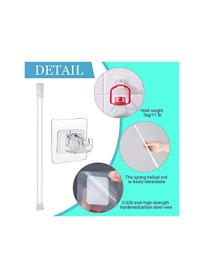 erorex 2 Pcs Self Adhesive Curtain Rod Bracket and 1 Pcs Extendable Curtain Rod, No Drill Drapery Hooks Holder, Plastic Easy Sticky Hooks and Adjustable Curtain Rod for Home Bathroom Hotel - Image 5