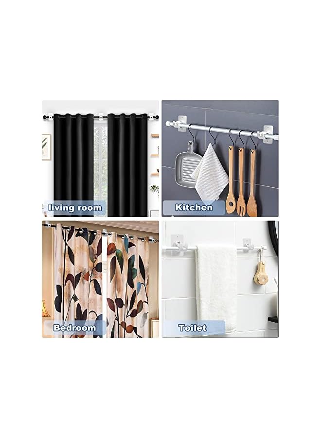 erorex 2 Pcs Self Adhesive Curtain Rod Bracket and 1 Pcs Extendable Curtain Rod, No Drill Drapery Hooks Holder, Plastic Easy Sticky Hooks and Adjustable Curtain Rod for Home Bathroom Hotel - Image 4