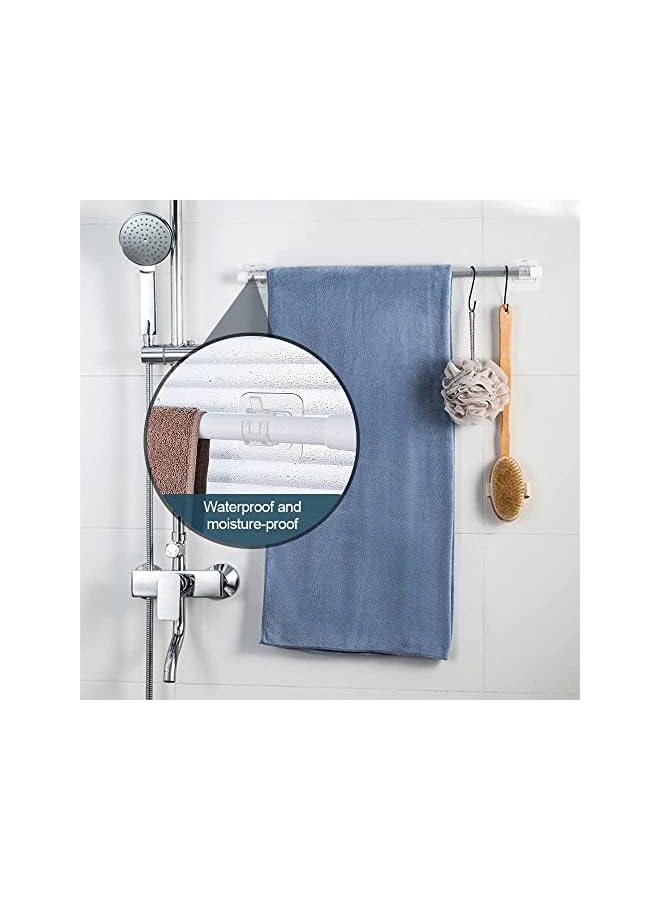 erorex 2 Pcs Self Adhesive Curtain Rod Bracket and 1 Pcs Extendable Curtain Rod, No Drill Drapery Hooks Holder, Plastic Easy Sticky Hooks and Adjustable Curtain Rod for Home Bathroom Hotel - Image 2