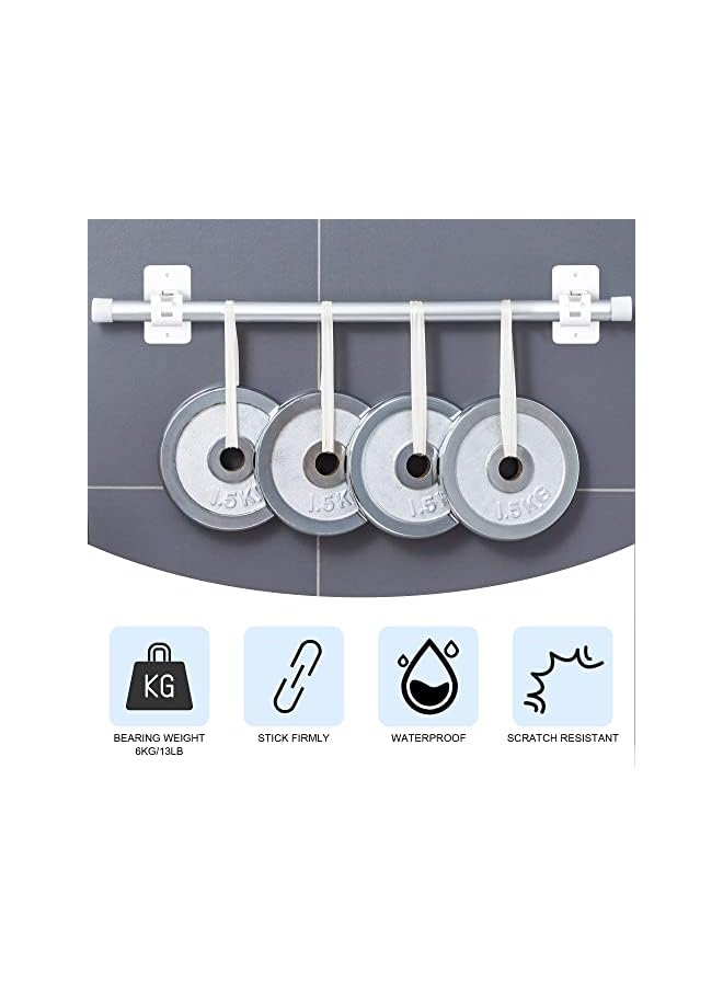 erorex 2 Pcs Self Adhesive Curtain Rod Bracket and 1 Pcs Extendable Curtain Rod, No Drill Drapery Hooks Holder, Plastic Easy Sticky Hooks and Adjustable Curtain Rod for Home Bathroom Hotel - Image 3