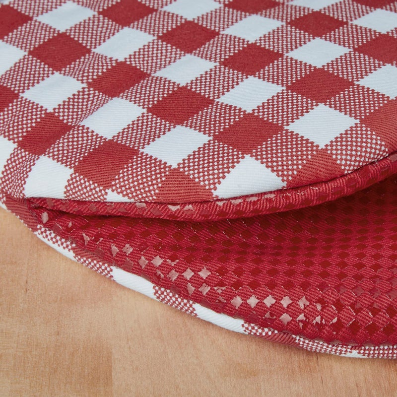 KitchenAid Gingham Cotton Mini Oven Mitt 2-Pack Set, Passion Red, 5.5"x8" - Image 4