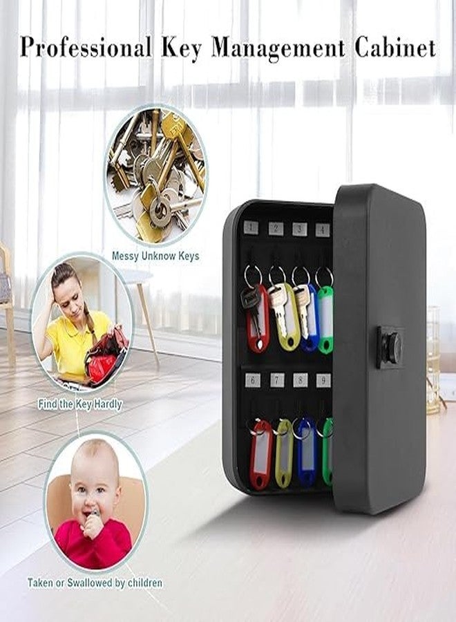 Krivon Metal Key Storage Box with Combination Lock| Wall Mount Key Cabinet with 20 Key Holders | Secure Key Organizer for Home, Office, Hotel, Companies (Black Matte Finish) - Image 4