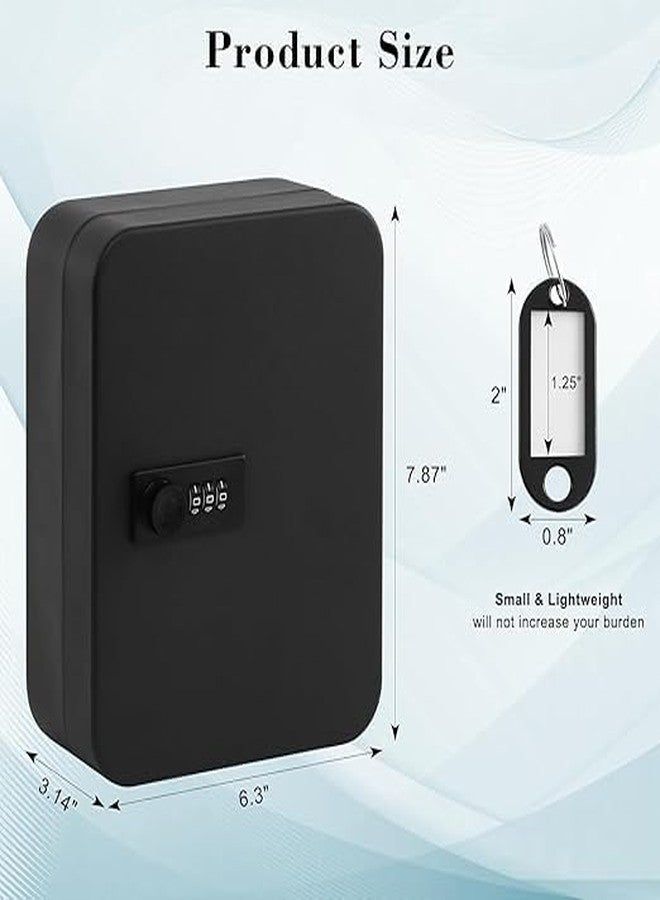 Krivon Metal Key Storage Box with Combination Lock| Wall Mount Key Cabinet with 20 Key Holders | Secure Key Organizer for Home, Office, Hotel, Companies (Black Matte Finish) - Image 3