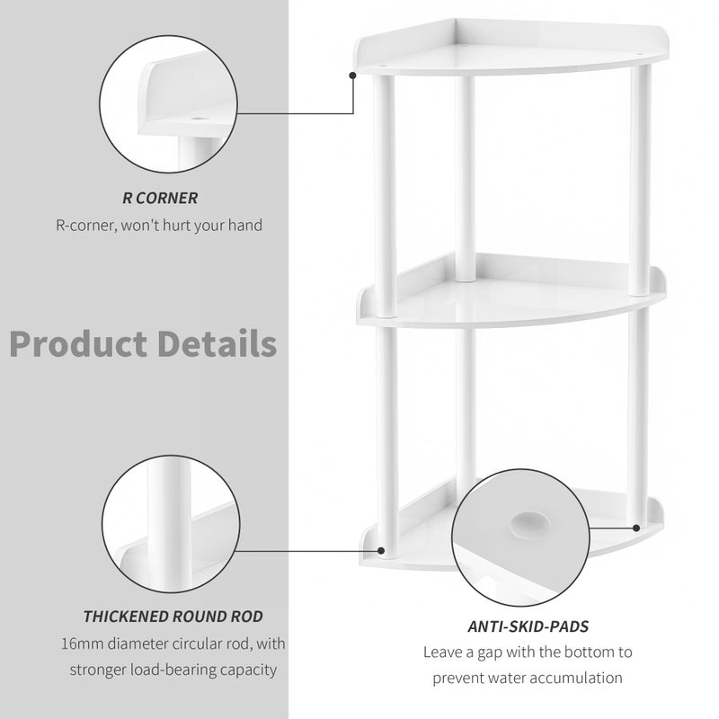 Sezanrpt 3 Tier Countertop Corner Organizer Shelf 7x7x15.7 Inch, White Countertop Acrylic Bathroom Corner Shelf, Vanity Storage Organizer for Cosmetics, Toiletries - Image 5