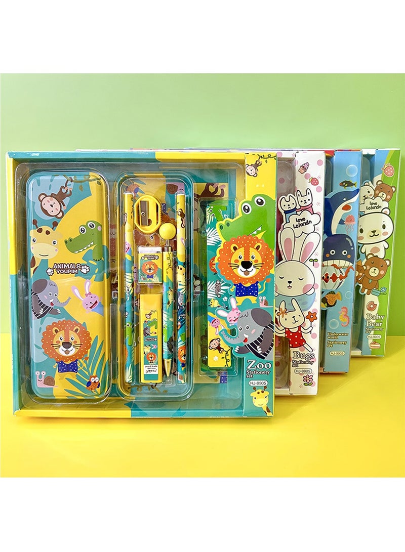 Cartoon seven piece stationery set，pencil case，Animal series - Image 3