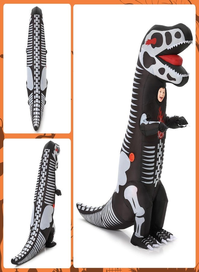 ThinkMax Inflatable Skeleton Dinosaur Costume for Kids, Blow Up Full Body Halloween Costume for Dress Up Parties - Image 3