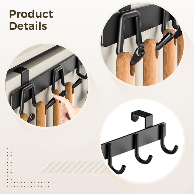 عبوة تحتوي على 2 خطاف لتعليق الأغراض فوق الأبواب، خطافات أحادية ومزدوجة، خطافات فولاذية متينة للاستخدام في المطبخ والحمام، خطافات لا تحتاج إلى حفر مع حماية مطاطية. - Image 4