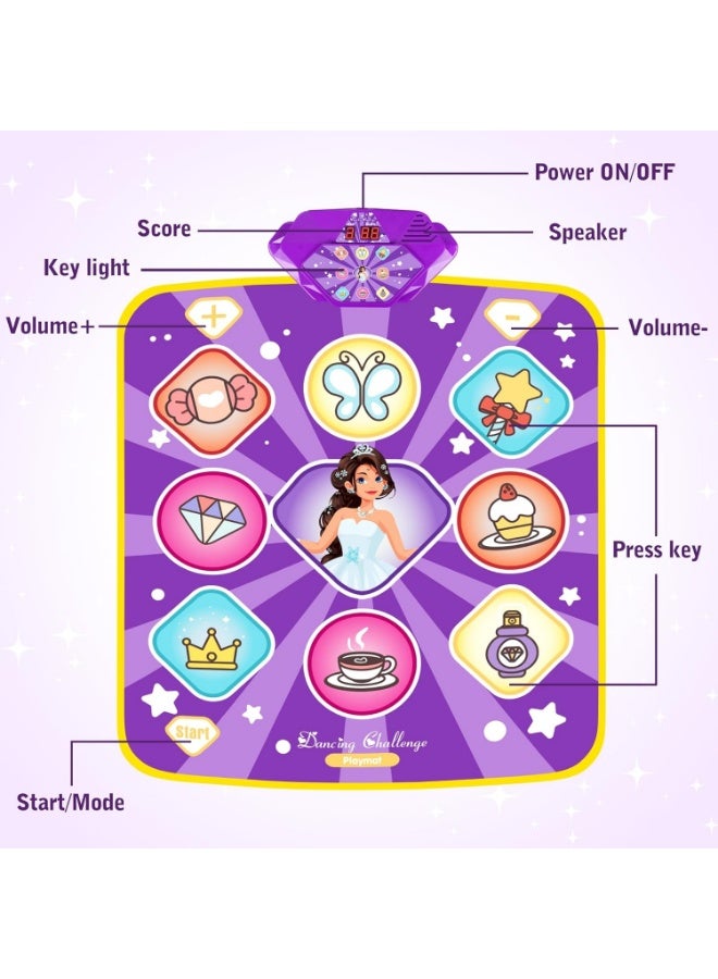 Meetion Dance Mat Toys for Kids, Purple Princess Electronic Dance Pad Game with 5 Gaming Modes, Dance Toys with LED Lights, Built-in Music, Ideas Christmas Birthday Gifts for 5+ Year Old Toddler Girls - Image 4