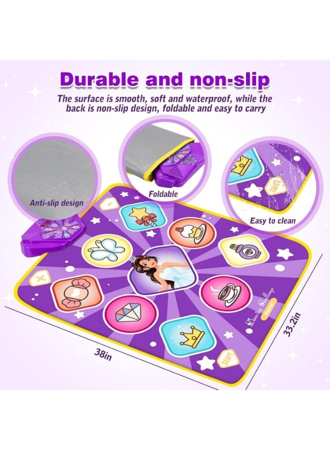 Meetion Dance Mat Toys for Kids, Purple Princess Electronic Dance Pad Game with 5 Gaming Modes, Dance Toys with LED Lights, Built-in Music, Ideas Christmas Birthday Gifts for 5+ Year Old Toddler Girls - Image 2