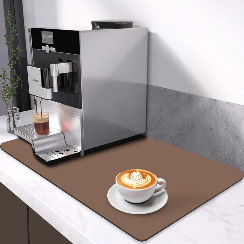 Coffee Bar Mat for Countertops, 24"x16" Super Absorbent Quick Dry Dish Drying Mat - Image 1