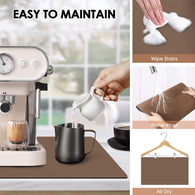 Coffee Bar Mat for Countertops, 24"x16" Super Absorbent Quick Dry Dish Drying Mat - Image 3
