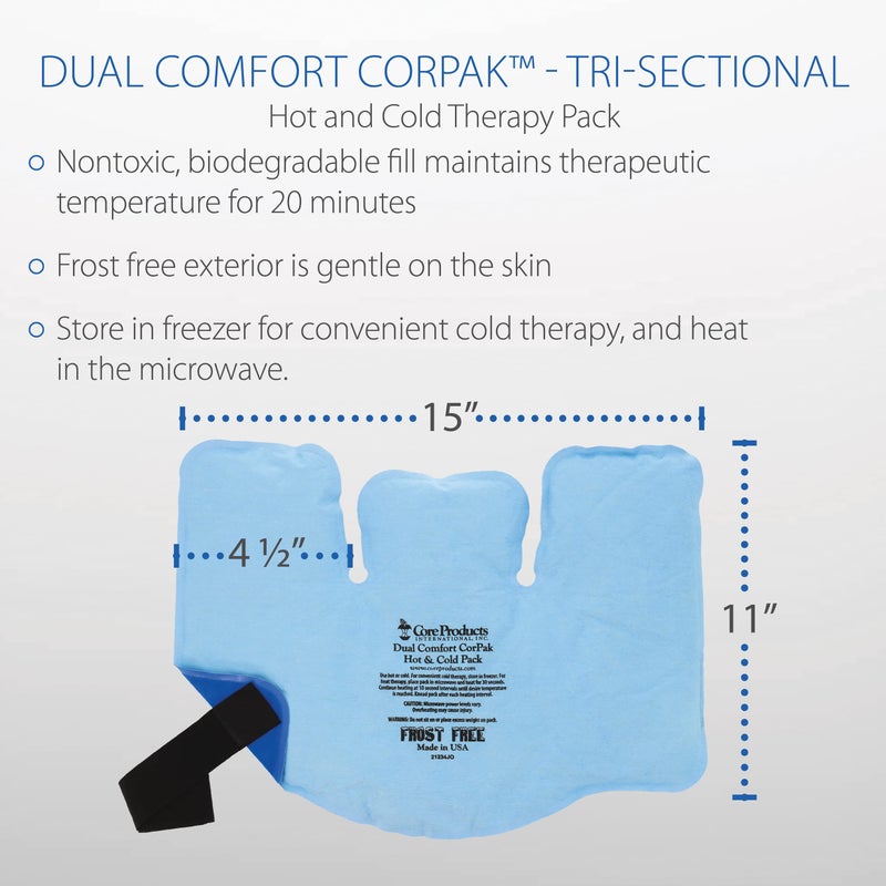 Core Products منتجات أساسية حزمة كورباك المزدوجة للراحة - حزمة حرارية/باردة قابلة لإعادة الاستخدام، هدية رائعة للعطلات لآلام الركبة أو الظهر أو الكتف أو الكاحل؛ استخدمها ساخنة أو باردة؛ مصنوعة في الولايات المتحدة - الحجم: 11" × 15" - Image 5