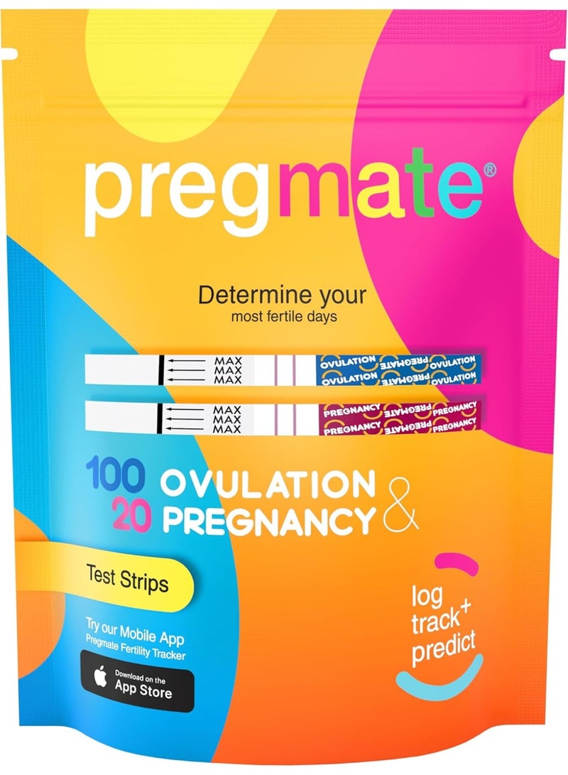 PREGMATE 100 Ovulation LH and 20 Pregnancy Test Strips120 Piece - Image 2