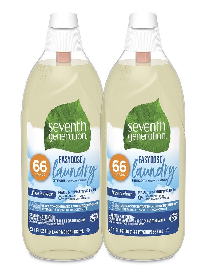 Seventh Generation Easy Dose Laundry Concentrated Liquid Detergent, Free & Clear, 23.1 Fl Oz (Pack of 6) - Image 1
