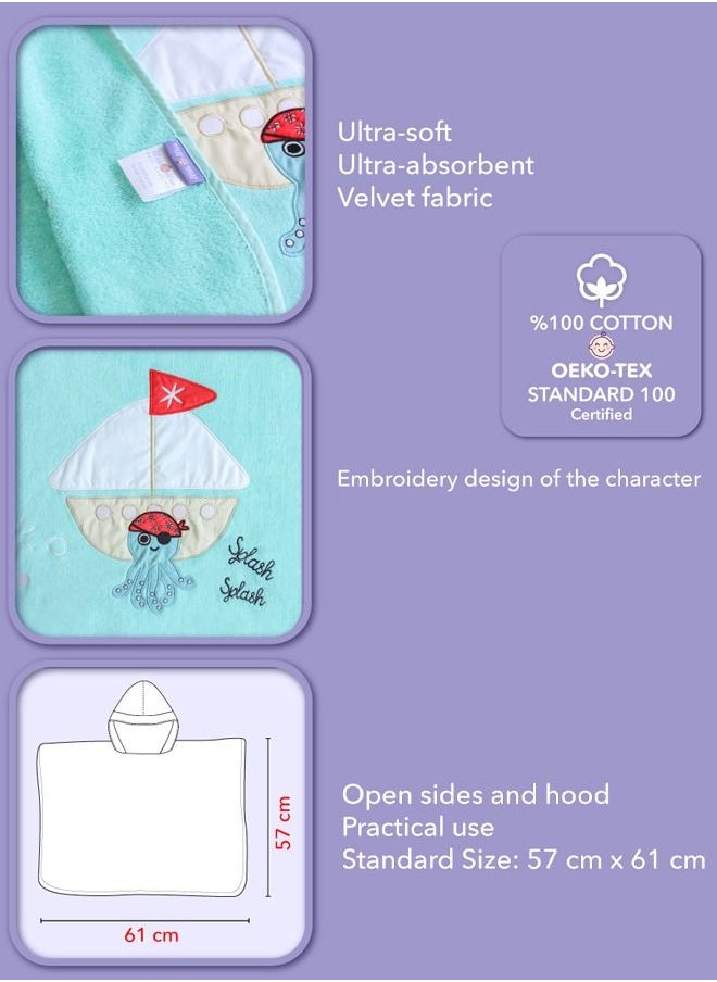 Milk & Moo - Milk&Moo Kids Poncho Sailor Octopus Hooded Beach Towels for Kids - Image 1