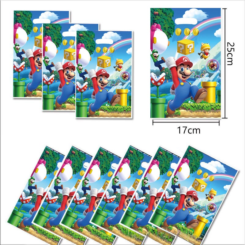 New Blue Mario Theme Birthday Party Decor Gift Bag 10p-Blue Mario 