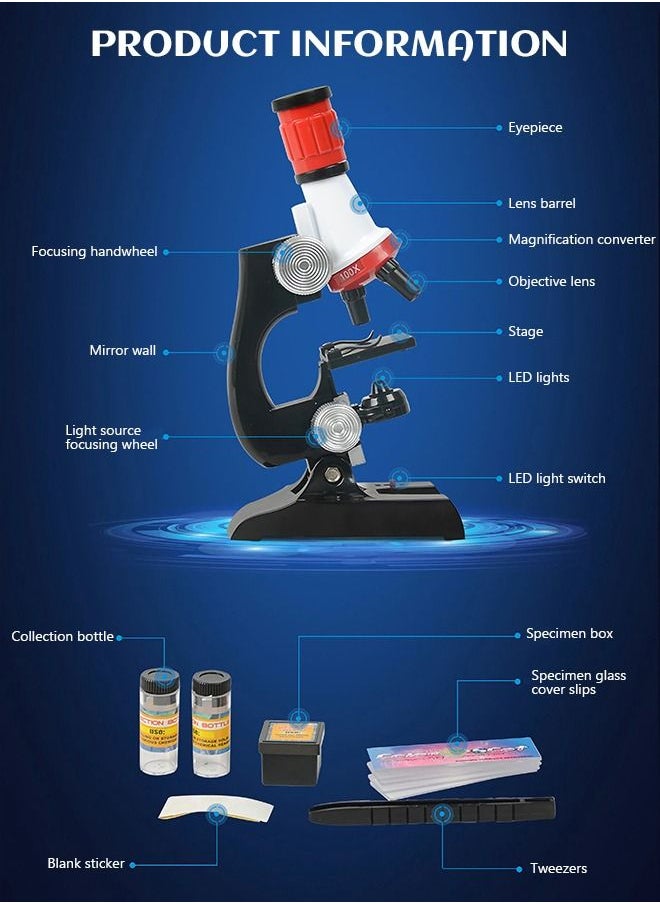 GROIC - Kid Microscope Science Kits 100X 400X 1200X Conversion Magnification Toy Educational Biological - Image 1