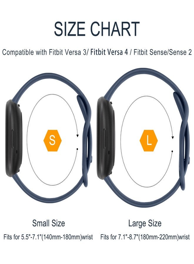 اي كي عبوة من 4 أساور متوافقة مع Fitbit Sense 2/ Sense Bands/Fitbit Versa 4/ Versa 3 Bands، أحزمة سيليكون ناعمة لساعة Fitbit Sense 2/Sense/Versa 4/Versa 3 الذكية (كبير، أسود/أزرق داكن/رمادي/أبيض) - Image 2