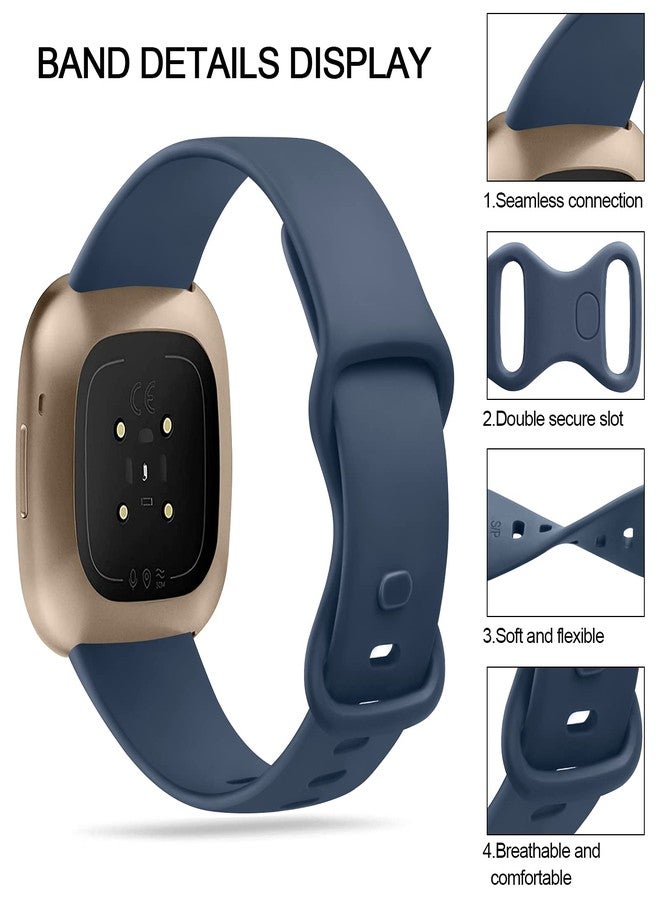 اي كي عبوة من 4 أساور متوافقة مع Fitbit Sense 2/ Sense Bands/Fitbit Versa 4/ Versa 3 Bands، أحزمة سيليكون ناعمة لساعة Fitbit Sense 2/Sense/Versa 4/Versa 3 الذكية (كبير، أسود/أزرق داكن/رمادي/أبيض) - Image 3
