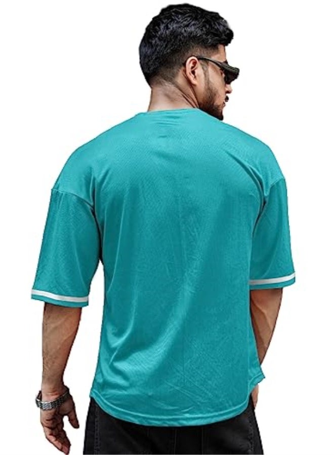 eyebogler Mens Cotton Blend Half Sleeve Oversized Printed Tshirt || Loose fit Tshirt - Image 3