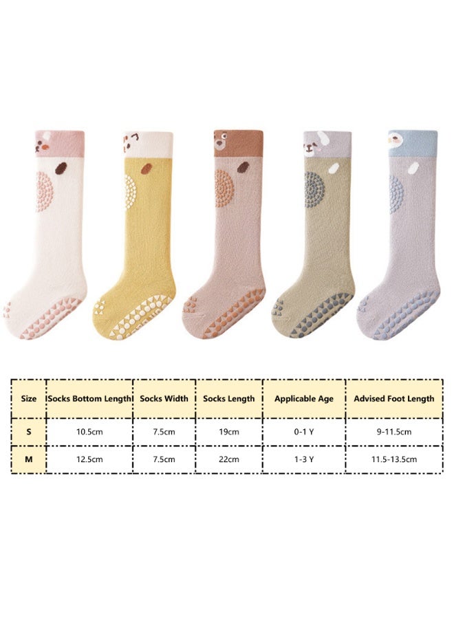 Baby Anti Slip Long Socks Knee Protective Sock Floor Crawling Stockings for Toddler Boys Girls, 5 Pairs，S - Image 2