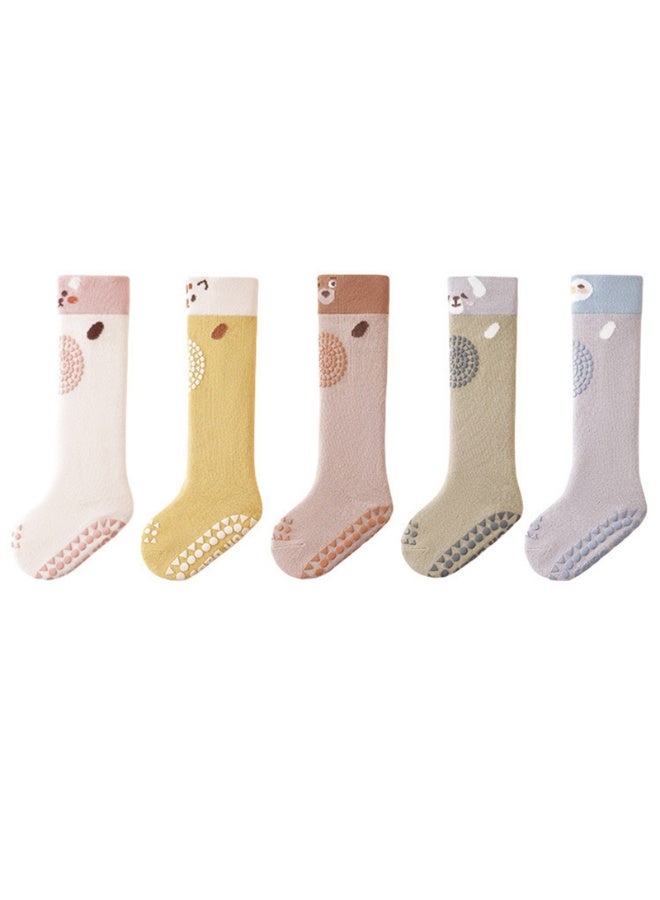 Baby Anti Slip Long Socks Knee Protective Sock Floor Crawling Stockings for Toddler Boys Girls, 5 Pairs，S - Image 3
