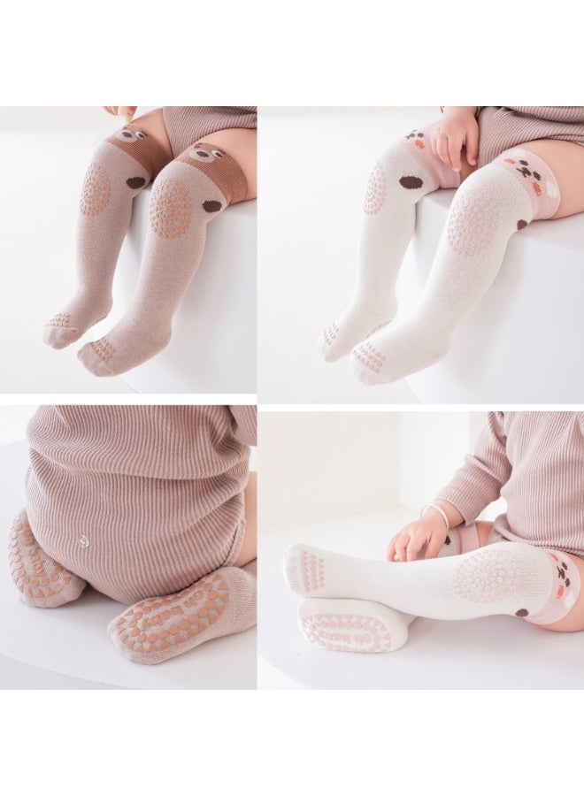 Baby Anti Slip Long Socks Knee Protective Sock Floor Crawling Stockings for Toddler Boys Girls, 5 Pairs，S - Image 4