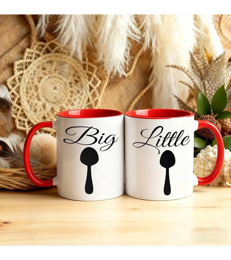 Set Of 2 Black And Red 11 Oz Large And Small Spoon Coffee Mugs Ceramic Cups With Unique Design Suitable For Water Microwave Safe Ideal For Couples Perfect For Birthdays Anniversaries New Year Playful Gifts And Valentine S Day - Image 5