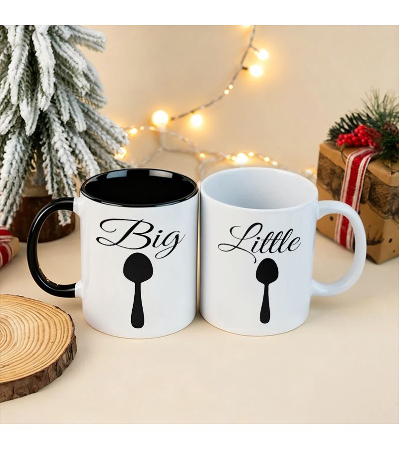 Set Of 2 Black And Red 11 Oz Large And Small Spoon Coffee Mugs Ceramic Cups With Unique Design Suitable For Water Microwave Safe Ideal For Couples Perfect For Birthdays Anniversaries New Year Playful Gifts And Valentine S Day - Image 4