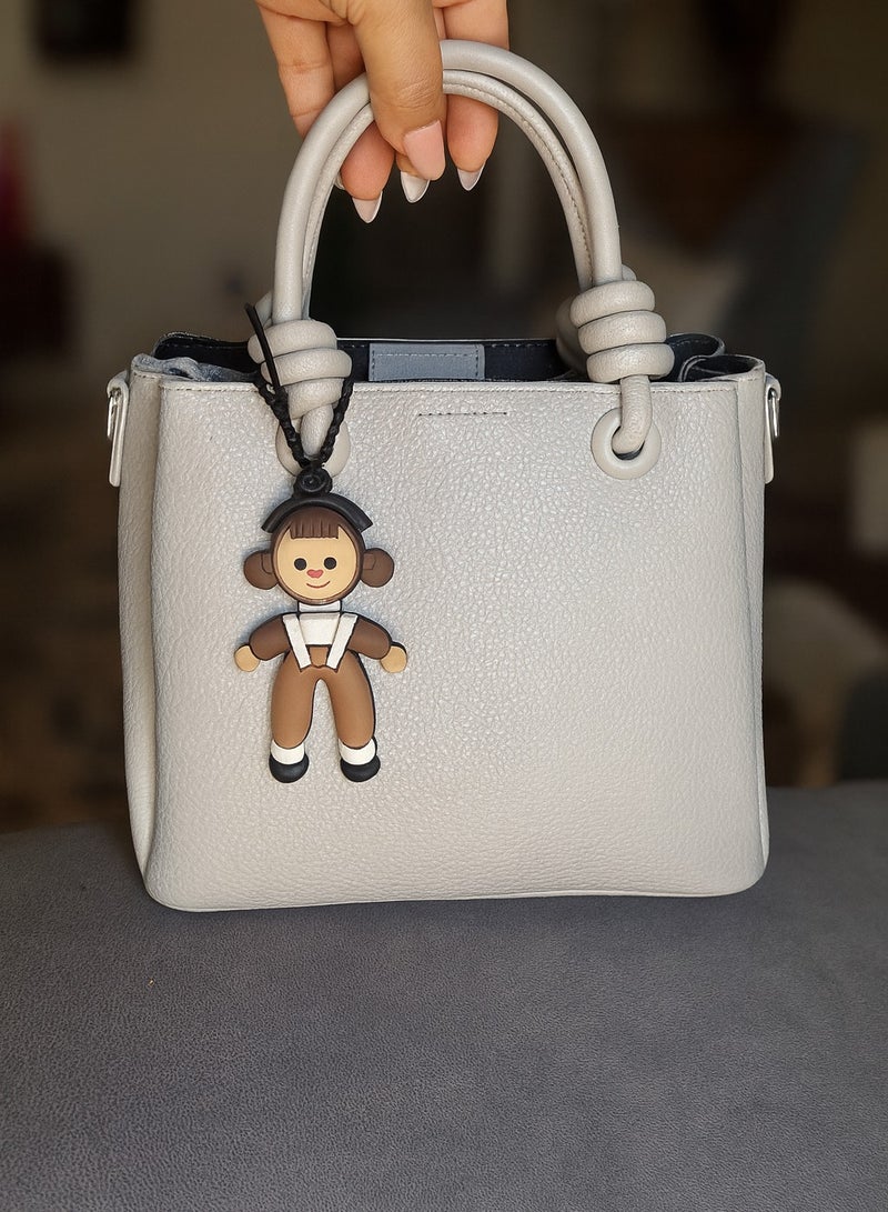 Women’s Small Leather Handbag with Keychain – Elegant Mini Design for Daily Use - Image 4