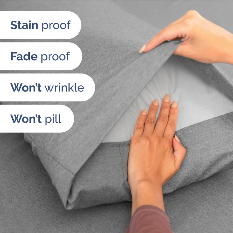 Extra Deep Twin Sheet Set - 4 Piece Breathable and Cooling Sheets - Hotel Luxury Bed Sheets Set - Easy Fit - Soft  Wrinkle Free and Comfy Sheets Set - Heathered Grey Sheet Set with Extra Deep Pockets