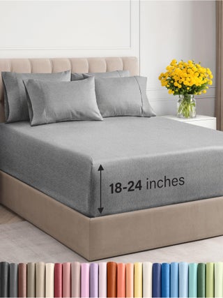 Extra Deep Twin Sheet Set - 4 Piece Breathable and Cooling Sheets - Hotel Luxury Bed Sheets Set - Easy Fit - Soft  Wrinkle Free and Comfy Sheets Set - Heathered Grey Sheet Set with Extra Deep Pockets - pzsku/Z3F7AD832CAACE30D5C4EZ/45/1749651260/723645b1-50d7-4aa9-af5d-34f7e13b3e32