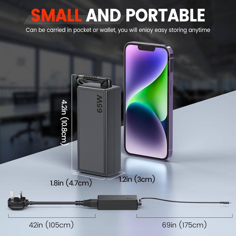 فينسوك 65 واط 45 واط شاحن كمبيوتر محمول USB-C متوافق مع Lenovo ThinkPad T480 T570 E490 E580 T14 T15 P14S Chromebook 300e 500e Yoga C930 HP Elitebook 1030 1040 Zbook 14u 15u Dell ASUS Acer محول طاقة من النوع C - Image 5