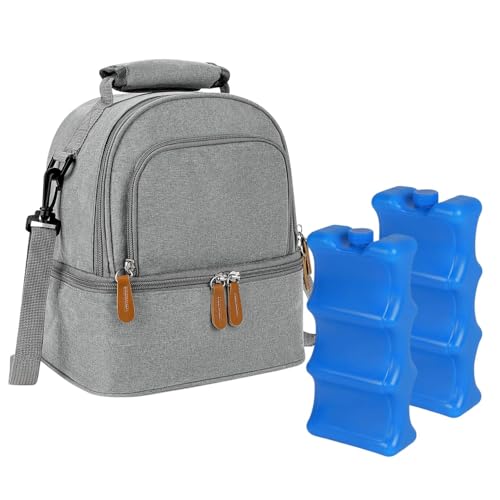 Mancro Breastmilk Cooler Bag with Ice Pack, Fits 6 Insulated Baby Bottles Up to 9 Ounce, Breast Milk Cooler for Nursing Mom (G + Normal g ice) - Image 1