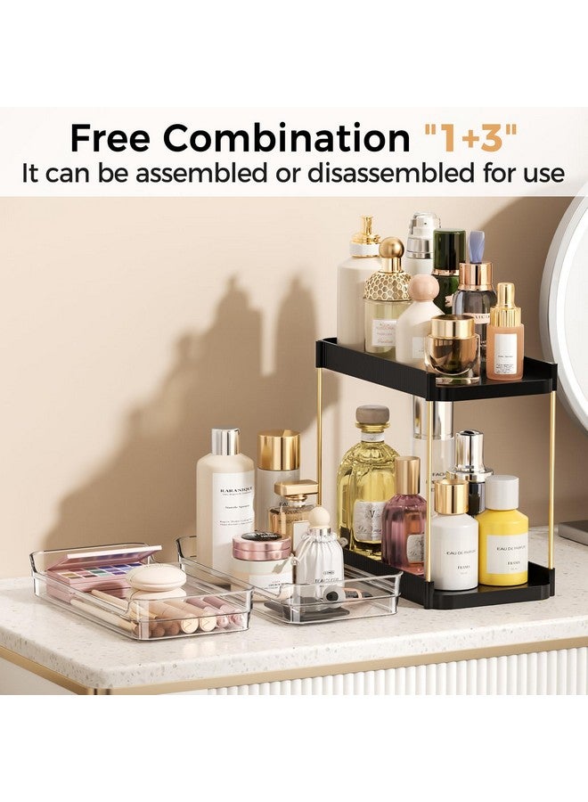 Dravina 2-Tier Makeup Organizer Storage Rack | Vanity Tray for Cosmetics, Skincare Organizers, Stationery & Countertop Storage | Bathroom & Dressing Table Organizer(Black) (Black) - Image 5