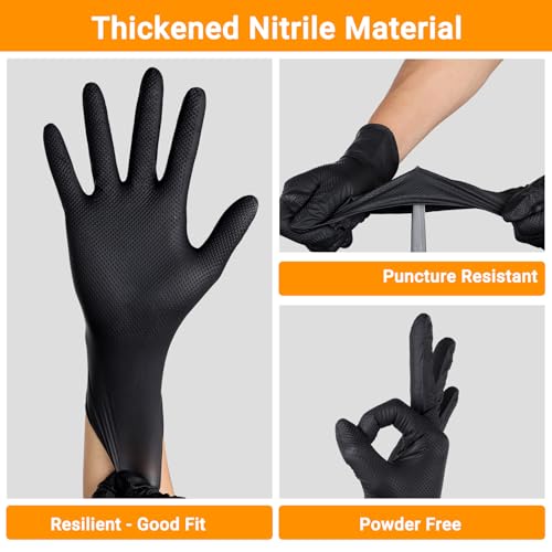 ENPOINT 100 PCS 8 Mil Thick Black Nitrile Gloves Large for Women & Men, Disposable Chemical Resistant Latex Free Black Work Gloves Men Heavy Duty for Kitchen Cooking, Cleaning, Gardening - Image 3