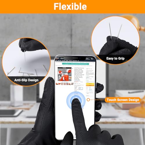 ENPOINT 100 PCS 8 Mil Thick Black Nitrile Gloves Large for Women & Men, Disposable Chemical Resistant Latex Free Black Work Gloves Men Heavy Duty for Kitchen Cooking, Cleaning, Gardening - Image 5