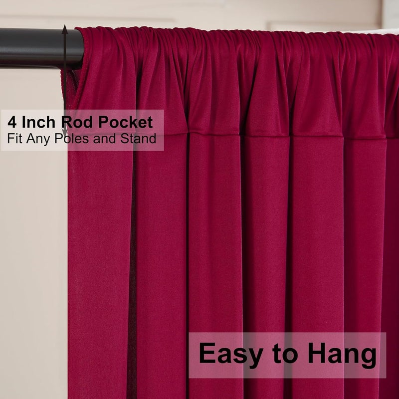 Stookin ستارة خلفية من البوليستر الناعم الحريري 20 قدم × 12 قدم، 4 لوحات 5 × 12 قدم باللون الماروني لحفلات عيد الميلاد والزفاف وحفلات استقبال المواليد والمعمودية والتصوير الفوتوغرافي - Image 5