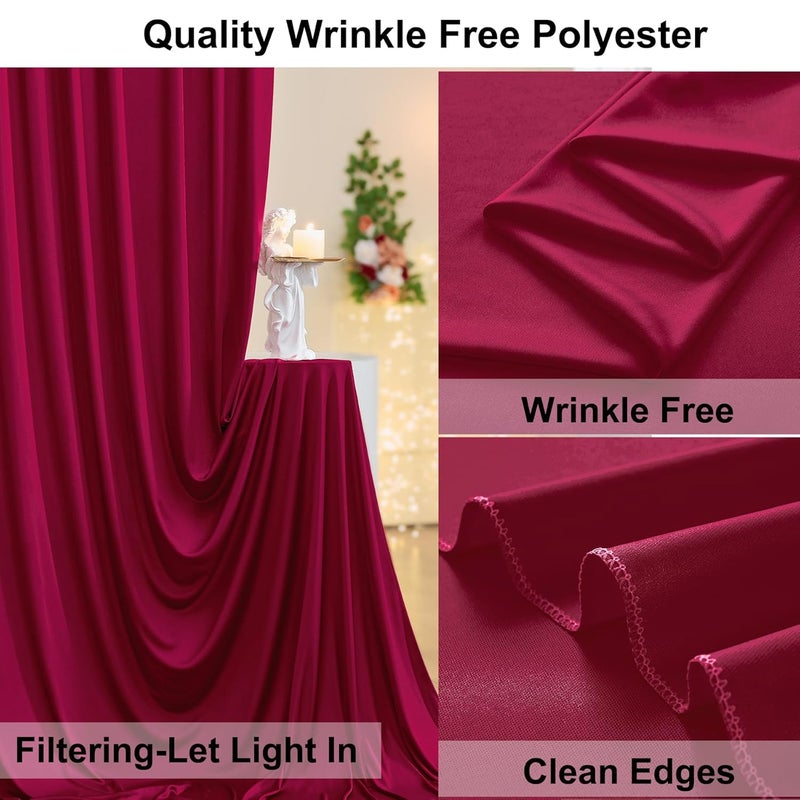 Stookin ستارة خلفية من البوليستر الناعم الحريري 20 قدم × 12 قدم، 4 لوحات 5 × 12 قدم باللون الماروني لحفلات عيد الميلاد والزفاف وحفلات استقبال المواليد والمعمودية والتصوير الفوتوغرافي - Image 4