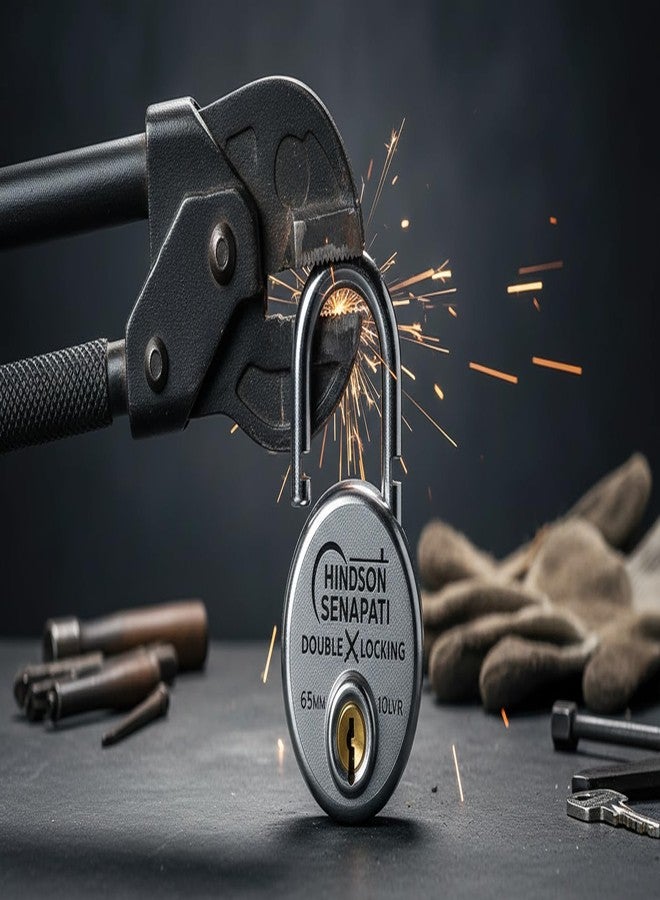 HINDSON Senapati 65mm Pack of 2 Double Locking Padlock with 10 Lever Security and 4 Keys, Heavy Duty Lock and Key for Home, Door, Gate and Outdoor Use - Image 2